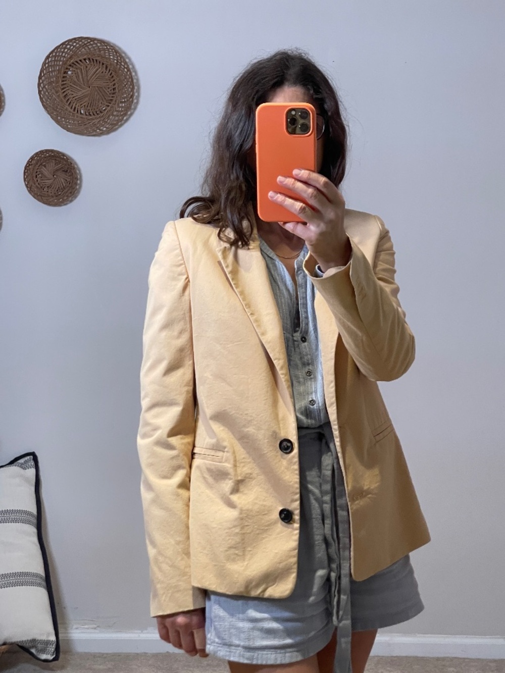 Mango Suit apricot cotton spring blazer women S